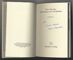 Peter Handke: Nachmittag eines Schriftstellers, signiert/Widmungsexemplar -Wasserburger Antiquariat Christine Schmid