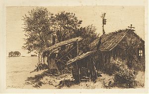 Otto Keitel : Verfallender Schuppen/mit Starenkasten - Radierung, 1901. - Antiquariat Christine Schmid, Wasserburg am Inn