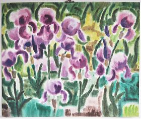[Anonymus] : Iris/Schwertlilien (violett) : Aquarell / Wasserbuger Antiquariat / Christine Schmid